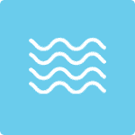 Five wavy lines water symbol on aqua