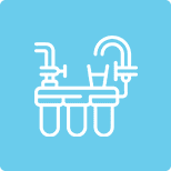 Triple-stage water filter with tap graphic