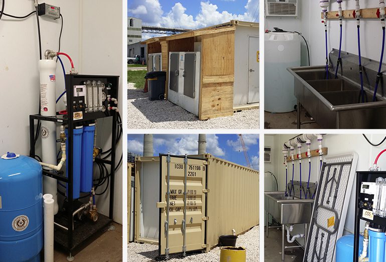 Water filtration and storage system installation site.