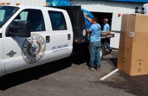 A lone star van professional installers preparing for water treatment installation