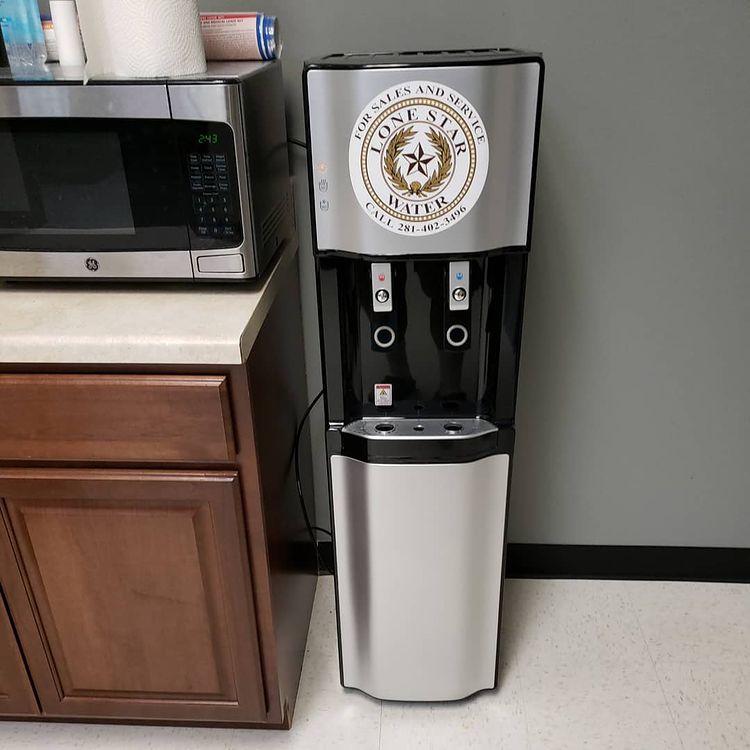 Bottleless Water Dispenser inside of an office kitchen