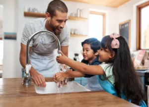 family enjoying the benefits of clean water