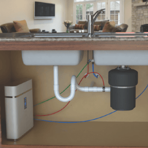 Reverse osmosis system and water filtration system installed under a kitchen sink